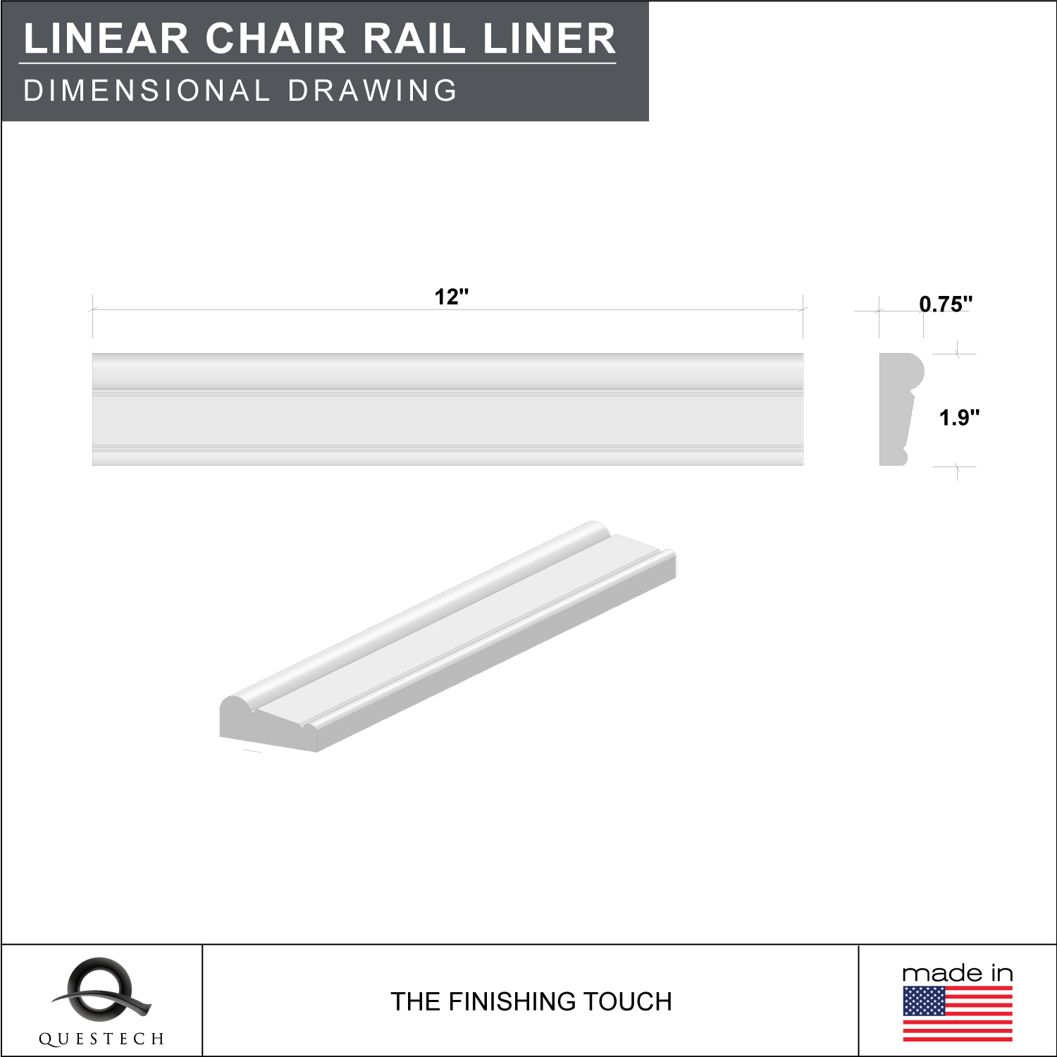 2 X 12 Linear Chair Rail Questech
