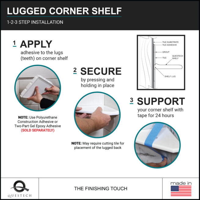 5″ Geo Lugged Corner Foot Rest – Available in 13 Colors – Questech