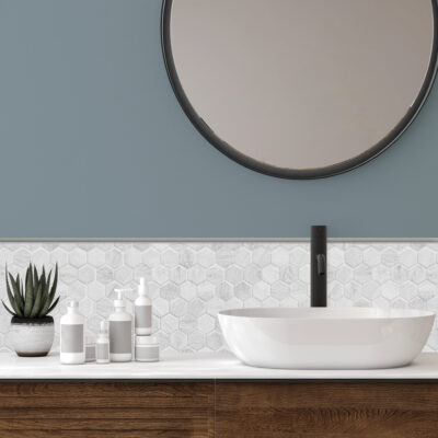 8FT Jolly Tile Trim Edge Gray installed in Bathroom