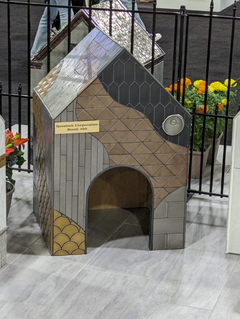 Front view of the Questech doghouse at Coverings 2024