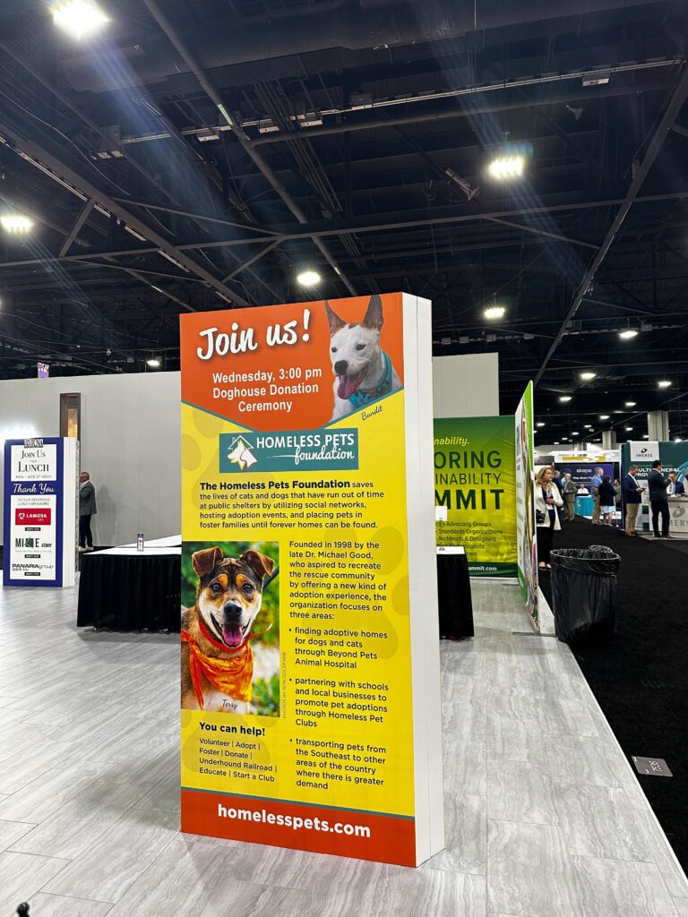 Homeless Pets Foundation Banner at Coverings 2024