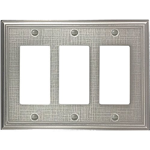 Linen Textured Triple Decorator Metal Composite Switch Plate Cover Brushed Nickel Eggshell Questech - Nickel Finish Wall Plates