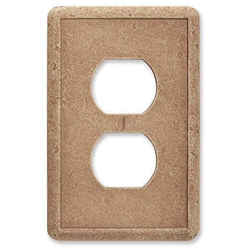 Questech Single Duplex Outlet Cover Linen Textured Decorative Electrical Wall Plate Almond