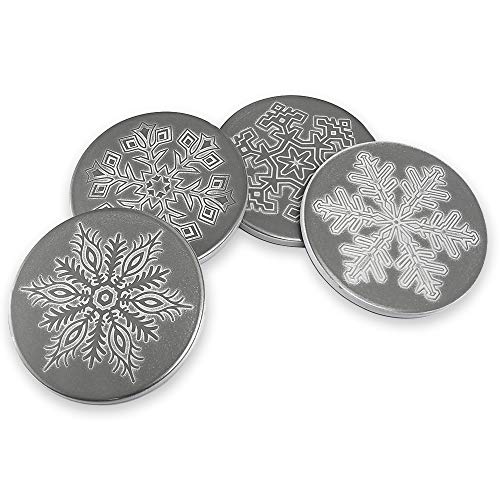 Felt Coasters set of 4 Charcoal Gray with embroidered snowflake Christmas decor